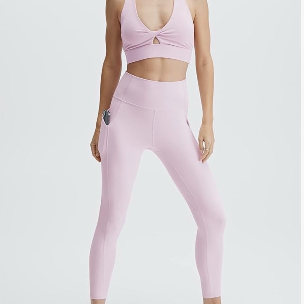 Fabletics Light Pink/mauve High-waisted Cold Weather Pocket Leggings